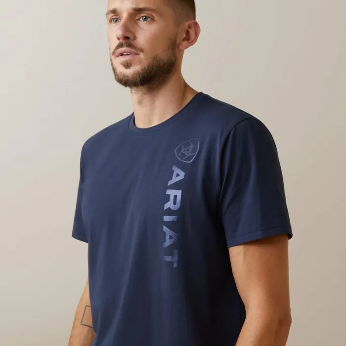 Men TShirts and Polos Ariat Vertical Logo TShirt Navy Men TShirts and Polos Ariat Vertical Logo TShirt Navy