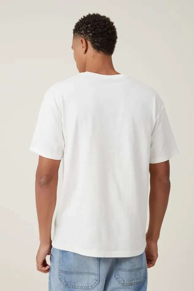 Men Tees and Tanks Cotton On Loose Fit Music TShirt Lcn Bra Vintage Whitepop Smoke 8211 Airbrush