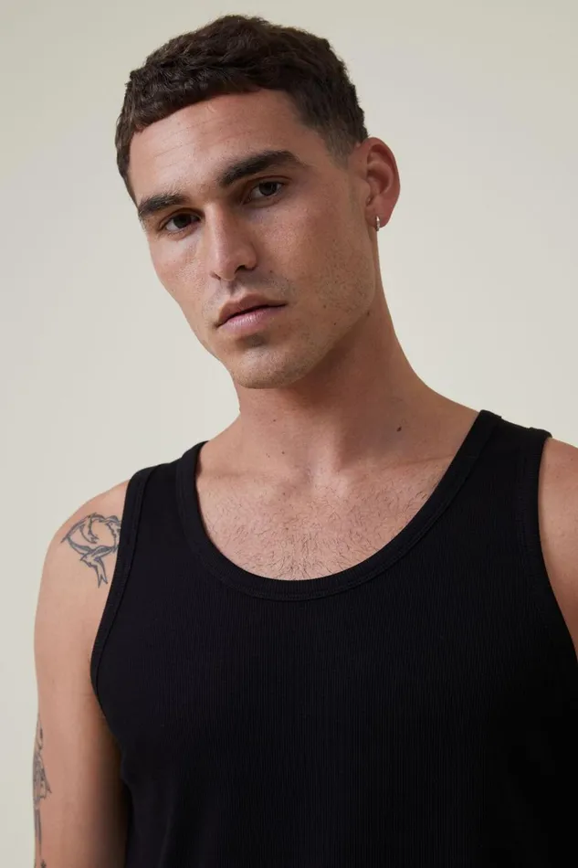 Men Tees and Tanks Cotton On Loose Fit Rib Tank Black Men Tees and Tanks Cotton On Loose Fit Rib Tank Black