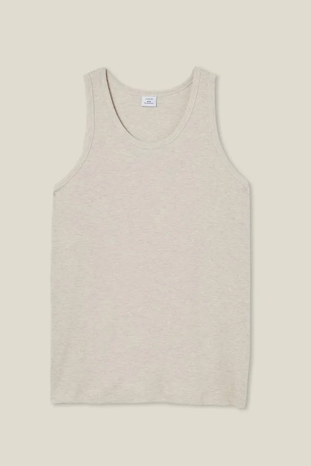 Men Tees and Tanks Cotton On Loose Fit Rib Tank Oatmeal Marle