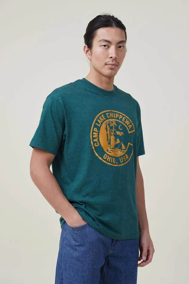 Men Tees and Tanks Cotton On Loose Fit Souvenir TShirt Evergreenchippewa