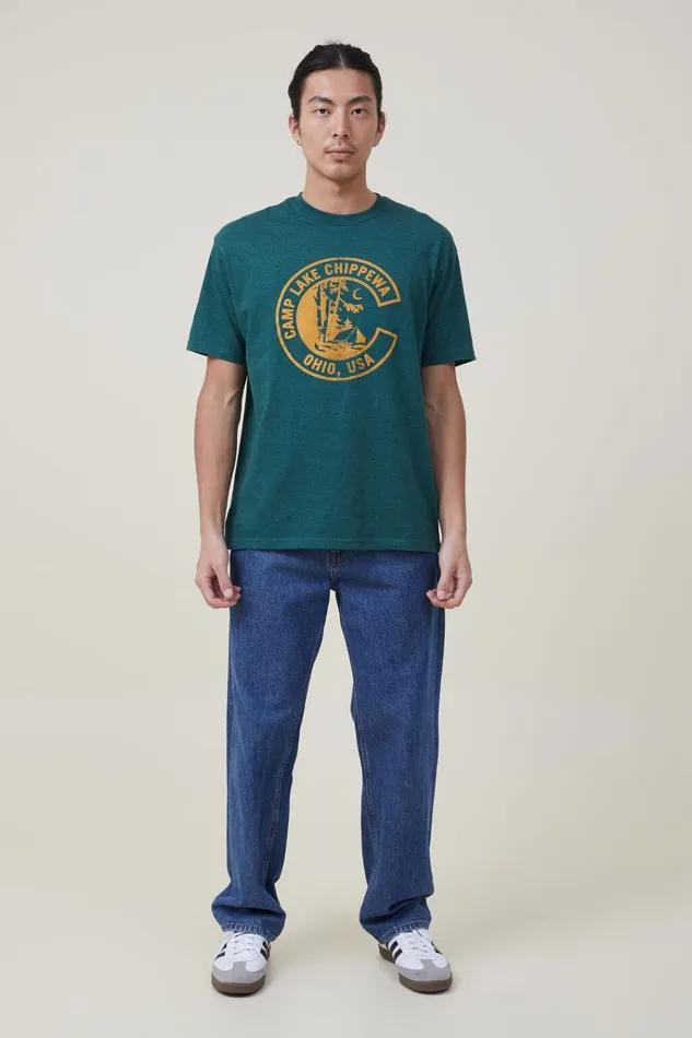 Men Tees and Tanks Cotton On Loose Fit Souvenir TShirt Evergreenchippewa