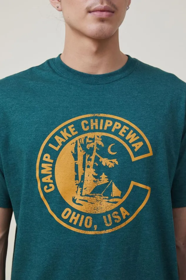 Men Tees and Tanks Cotton On Loose Fit Souvenir TShirt Evergreenchippewa