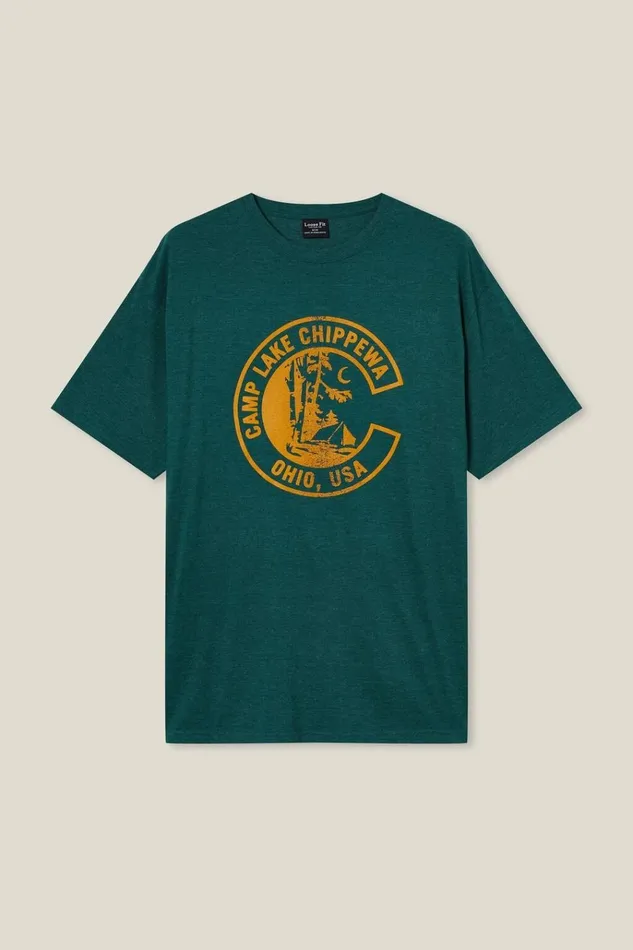 Men Tees and Tanks Cotton On Loose Fit Souvenir TShirt Evergreenchippewa