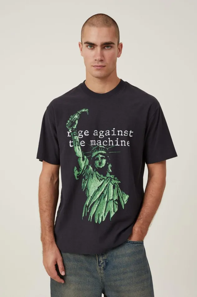 Men Tees and Tanks Cotton On Premium Loose Fit Music TShirt Lcn Wmg Washed Blackratm 8211 Liberty
