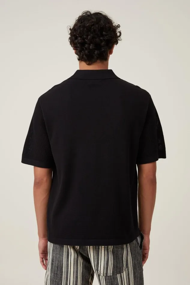 Men Tees and Tanks Cotton On Resort Short Sleeve Polo Jet Black