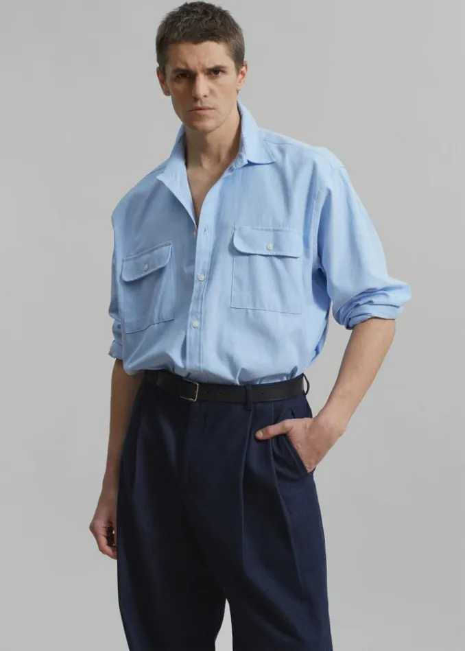 Men The Frankie Shop Alexander Button Up Shirt 8211 Blue Blue