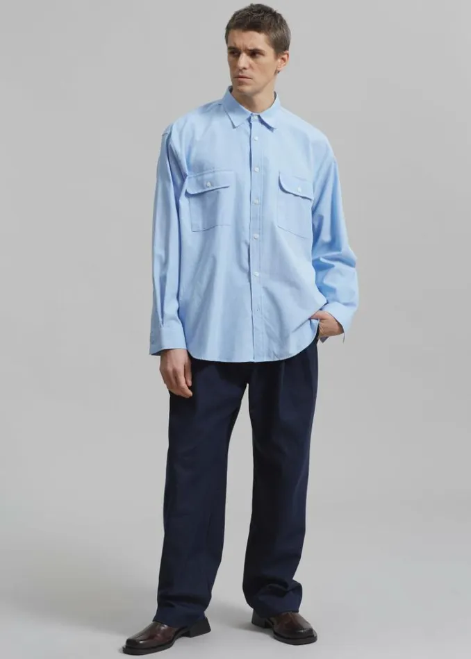 Men The Frankie Shop Alexander Button Up Shirt 8211 Blue Blue