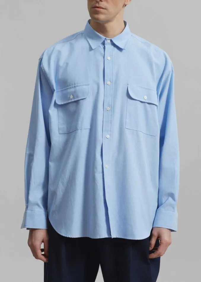 Men The Frankie Shop Alexander Button Up Shirt 8211 Blue Blue