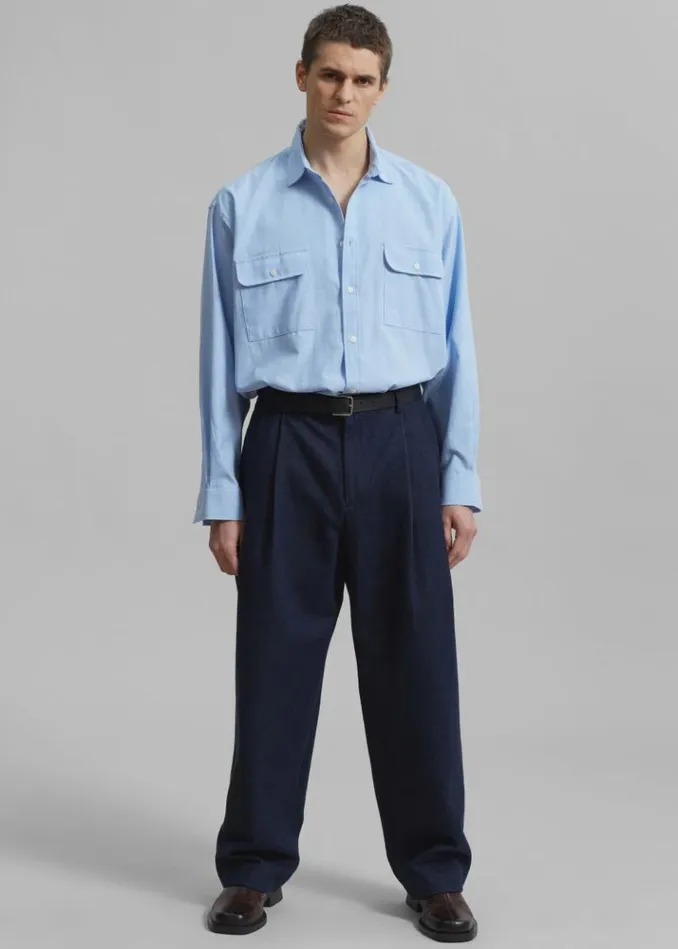 Men The Frankie Shop Alexander Button Up Shirt 8211 Blue Blue