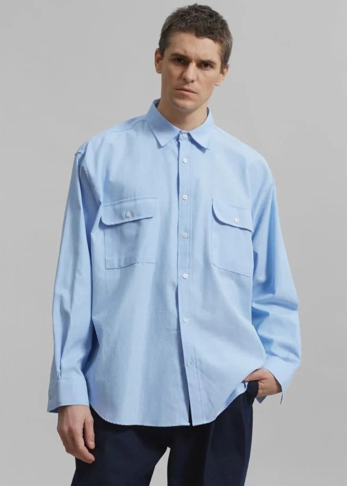 Men The Frankie Shop Alexander Button Up Shirt 8211 Blue Blue