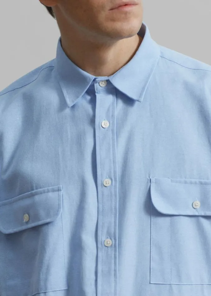 Men The Frankie Shop Alexander Button Up Shirt 8211 Blue Blue