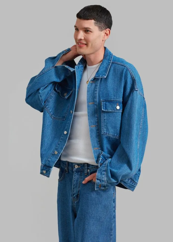 Men The Frankie Shop Connor Oversized Denim Jacket 8211 Medium Wash Medium Wash Men The Frankie Shop Connor Oversized Denim Jacket 8211 Medium Wash Medium Wash