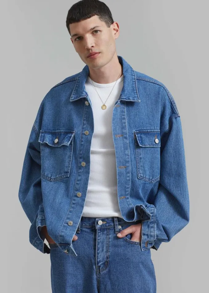 Men The Frankie Shop Connor Oversized Denim Jacket 8211 Medium Wash Medium Wash