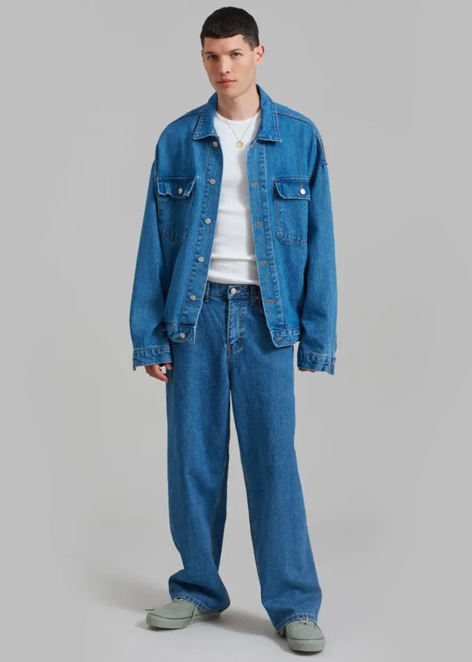 Men The Frankie Shop Connor Oversized Denim Jacket 8211 Medium Wash Medium Wash