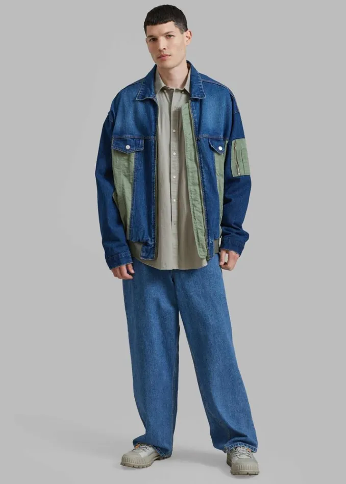 Men The Frankie Shop Nash Denim ColorBlock Jacket 8211 Blue Blue