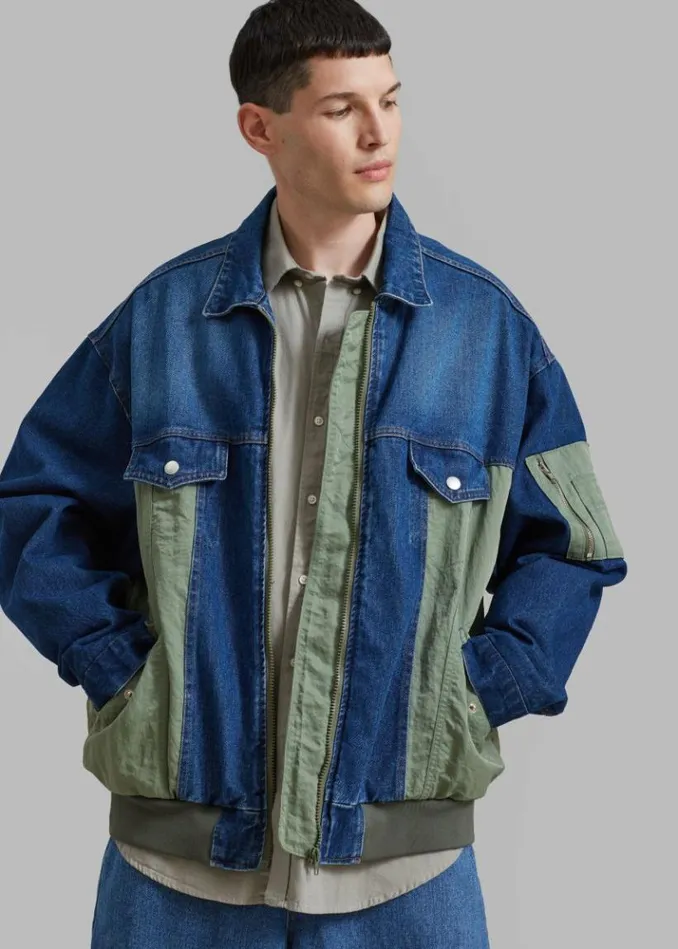 Men The Frankie Shop Nash Denim ColorBlock Jacket 8211 Blue Blue