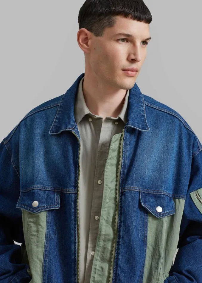 Men The Frankie Shop Nash Denim ColorBlock Jacket 8211 Blue Blue
