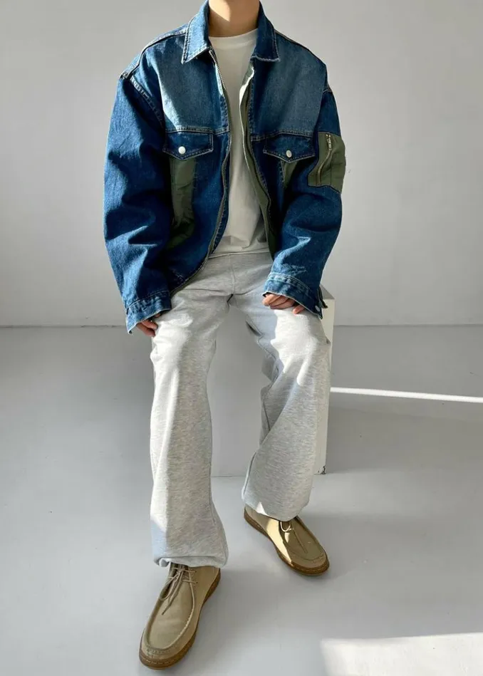 Men The Frankie Shop Nash Denim ColorBlock Jacket 8211 Blue Blue