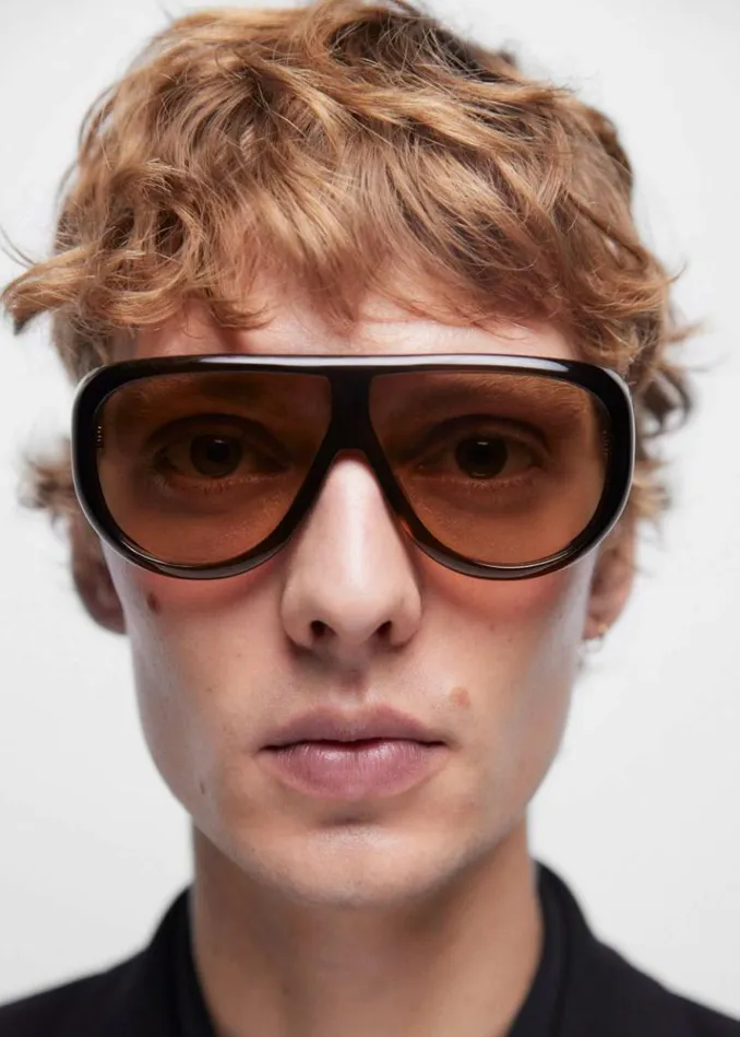 Men The Frankie Shop Port Tanger Gambia Sunglasses 8211 Bunaa AcetateAmber Lens Bunaa Acetateamber Lens