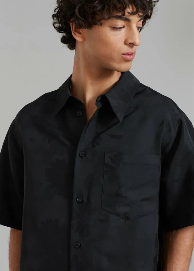 Men The Frankie Shop Rhe Floral Jacquard Shirt 8211 Black Jacquard Black Jacquard
