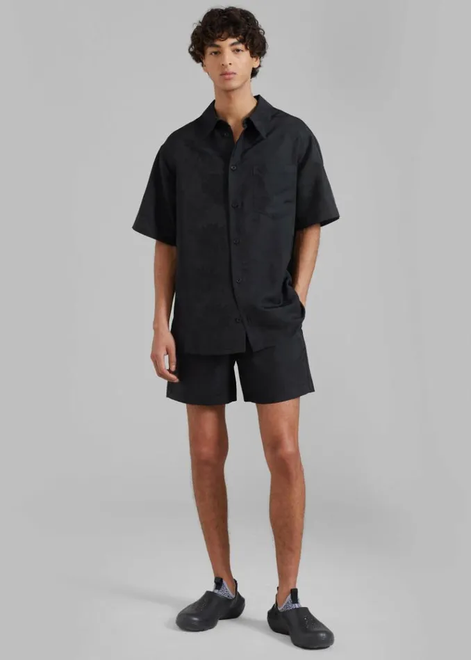 Men The Frankie Shop Rhe Floral Jacquard Shirt 8211 Black Jacquard Black Jacquard