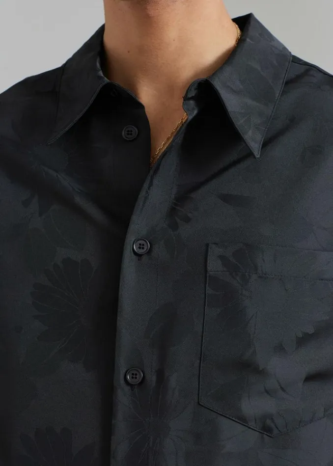 Men The Frankie Shop Rhe Floral Jacquard Shirt 8211 Black Jacquard Black Jacquard