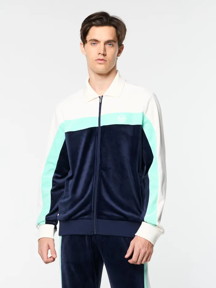 Men Tracksuits Sergio Tacchini Lazaro Velour Track Jacket Maritime Blue