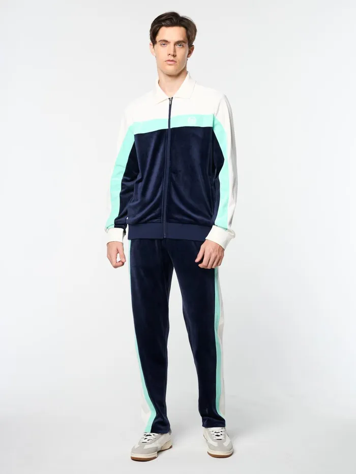 Men Tracksuits Sergio Tacchini Lazaro Velour Track Jacket Maritime Blue