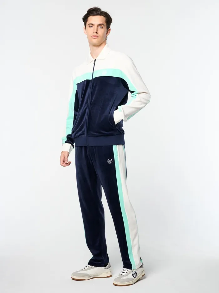 Men Tracksuits Sergio Tacchini Lazaro Velour Track Jacket Maritime Blue