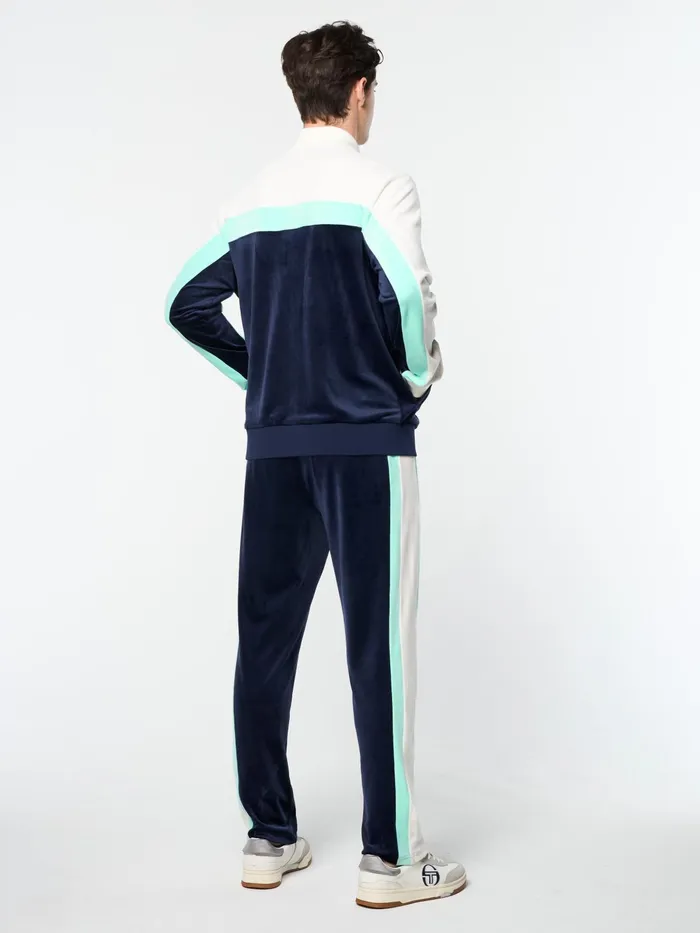 Men Tracksuits Sergio Tacchini Lazaro Velour Track Jacket Maritime Blue