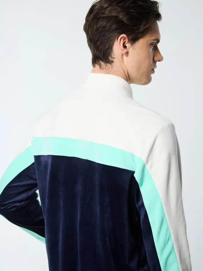 Men Tracksuits Sergio Tacchini Lazaro Velour Track Jacket Maritime Blue