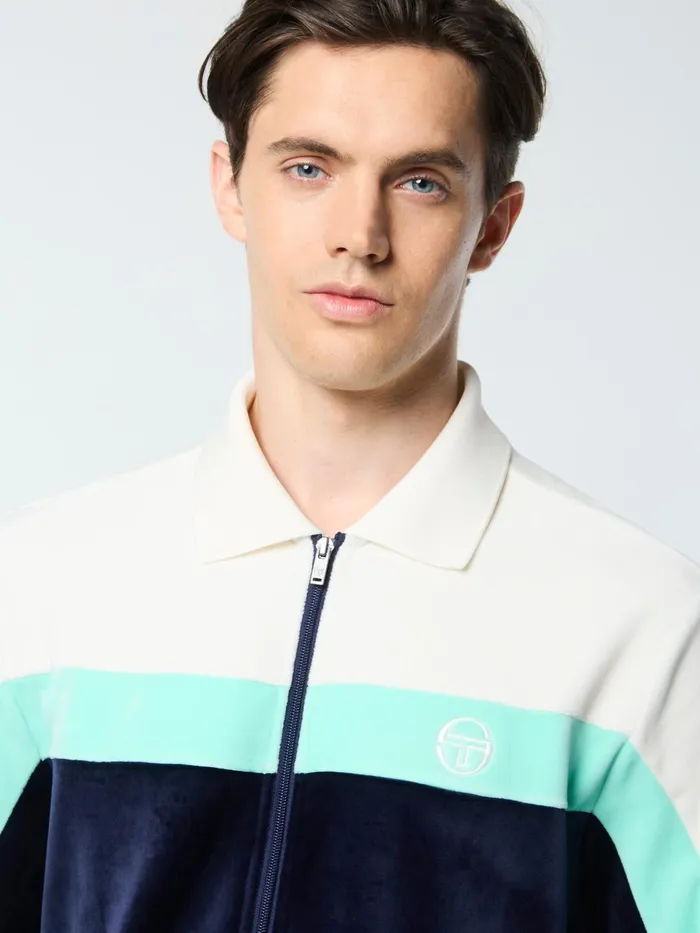 Men Tracksuits Sergio Tacchini Lazaro Velour Track Jacket Maritime Blue