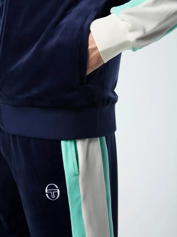 Men Tracksuits Sergio Tacchini Lazaro Velour Track Jacket Maritime Blue
