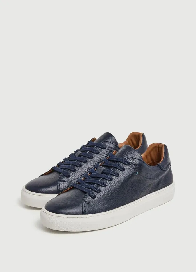Men Trainers Hackett London Classic Leather Trainers Navy