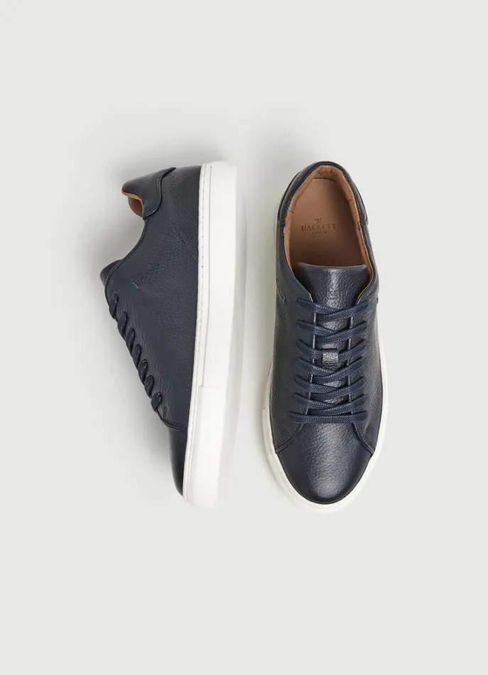 Men Trainers Hackett London Classic Leather Trainers Navy