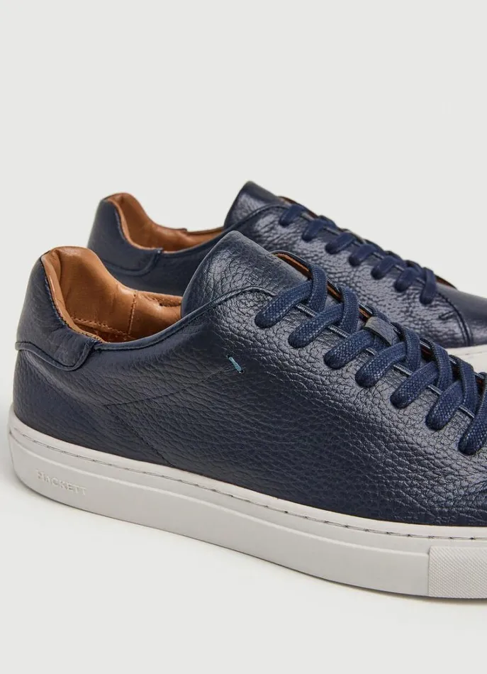 Men Trainers Hackett London Classic Leather Trainers Navy