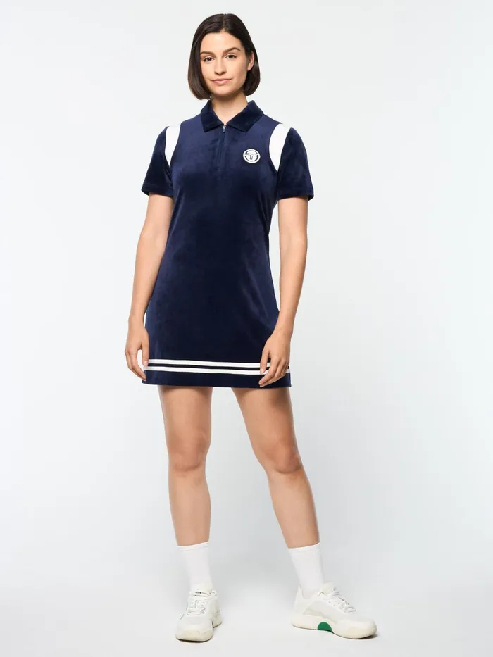Men Velour Sergio Tacchini Veneto Velour Polo Mini Dress Maritime Blue