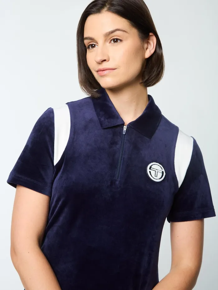 Men Velour Sergio Tacchini Veneto Velour Polo Mini Dress Maritime Blue