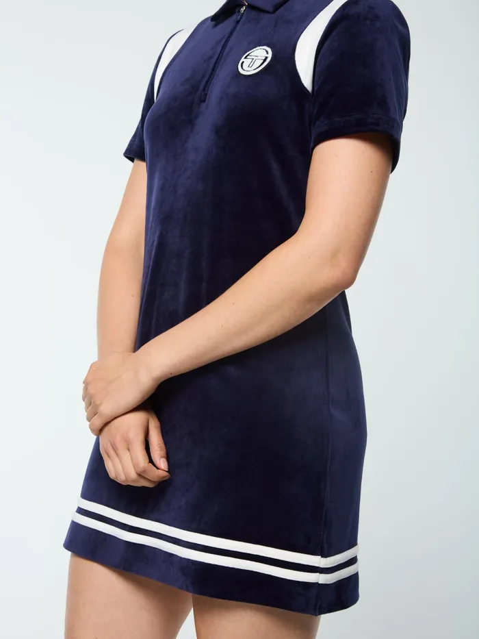 Men Velour Sergio Tacchini Veneto Velour Polo Mini Dress Maritime Blue