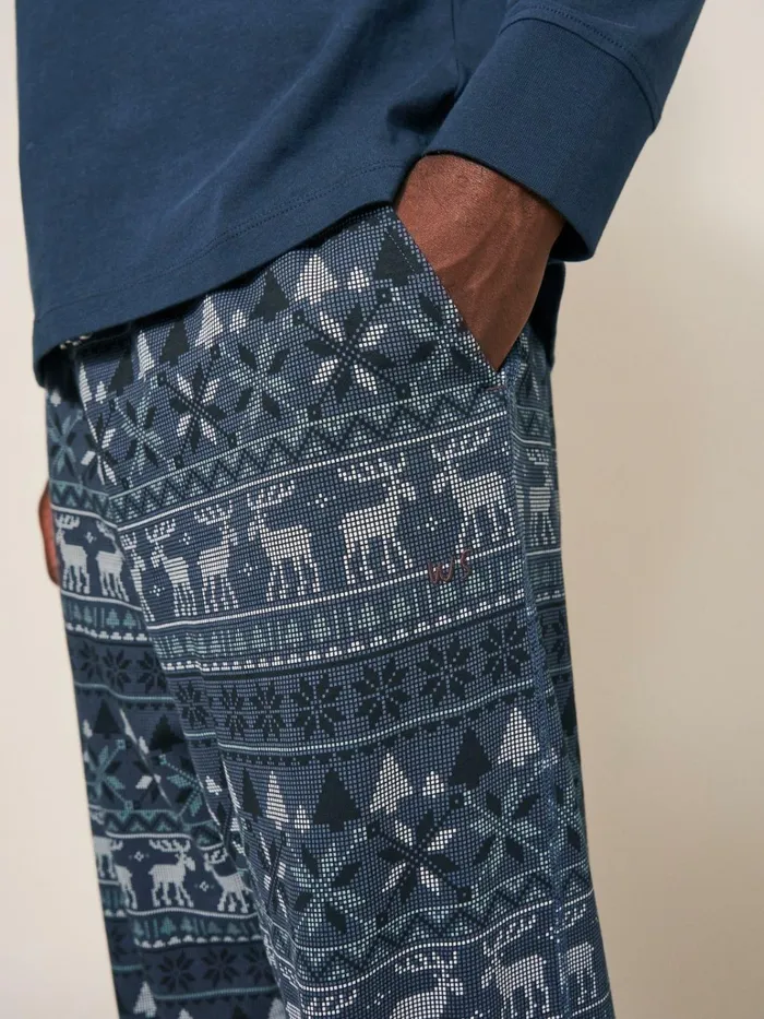Men White Stuff Pyjamas Moose Novelty PJ Trouser Navy Print Men White Stuff Pyjamas Moose Novelty PJ Trouser Navy Print