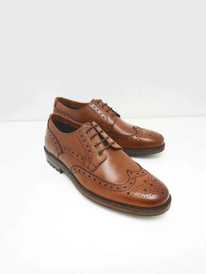 Men White Stuff Shoes Arlo Brogue Leather Shoe Dark Tan Men White Stuff Shoes Arlo Brogue Leather Shoe Dark Tan