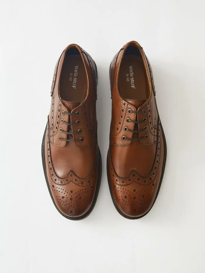 Men White Stuff Shoes Arlo Brogue Leather Shoe Dark Tan Men White Stuff Shoes Arlo Brogue Leather Shoe Dark Tan