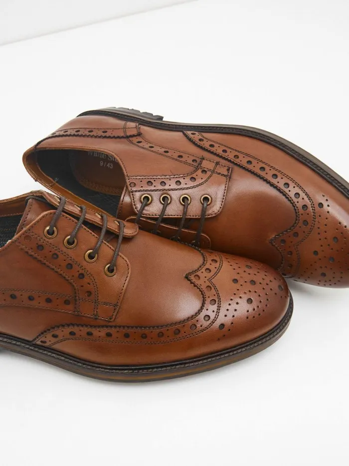 Men White Stuff Shoes Arlo Brogue Leather Shoe Dark Tan Men White Stuff Shoes Arlo Brogue Leather Shoe Dark Tan