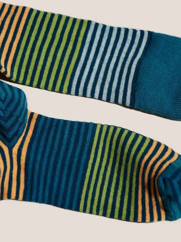 Men White Stuff Socks Block Stripe Sock Teal Multi Men White Stuff Socks Block Stripe Sock Teal Multi