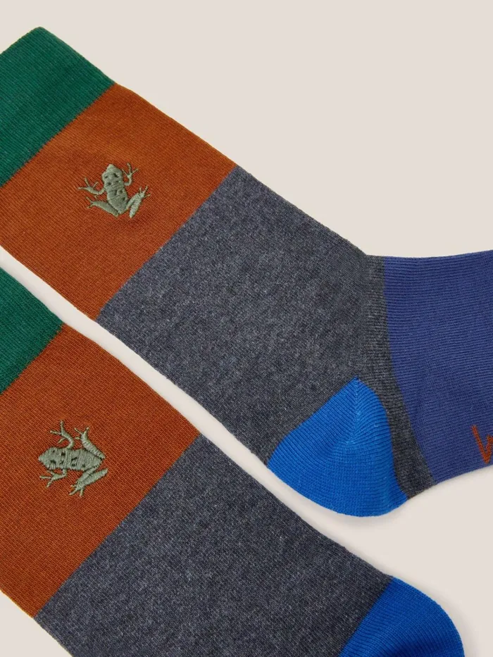 Men White Stuff Socks Frog Embroidered Ankle Sock Grey Multi Men White Stuff Socks Frog Embroidered Ankle Sock Grey Multi