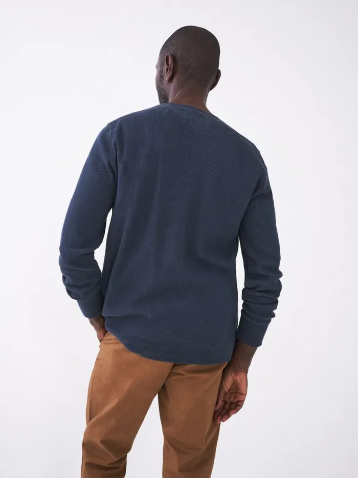 Men White Stuff Tshirts Porter Waffle Henley Dark Navy