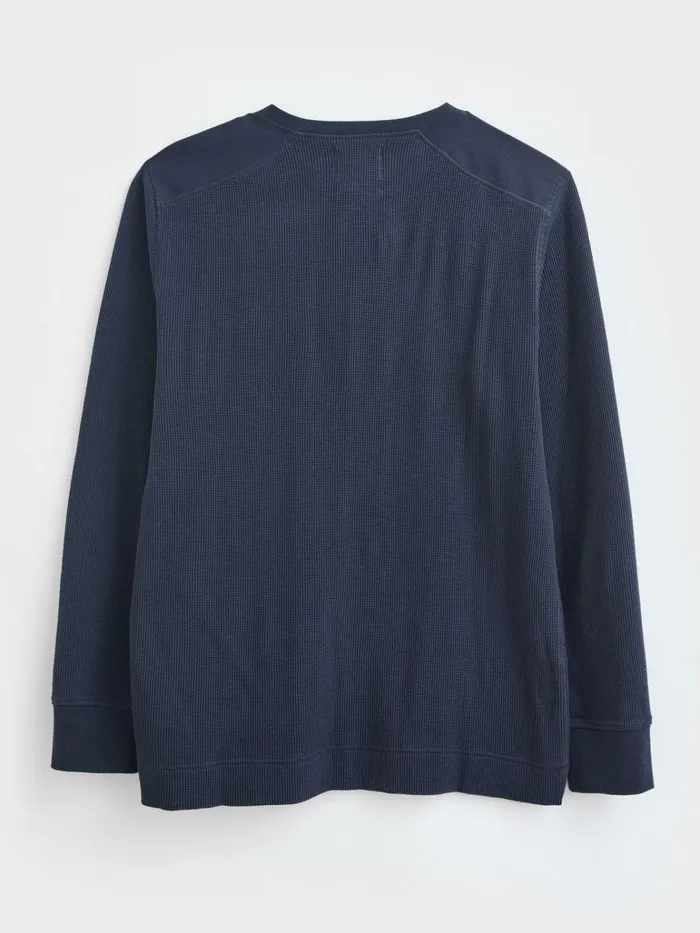 Men White Stuff Tshirts Porter Waffle Henley Dark Navy