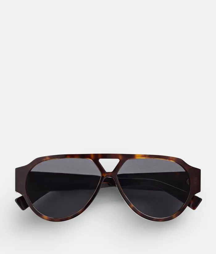 MenWomen Bottega Veneta Sunglasses Soft Aviator Sunglasses Havanagrey