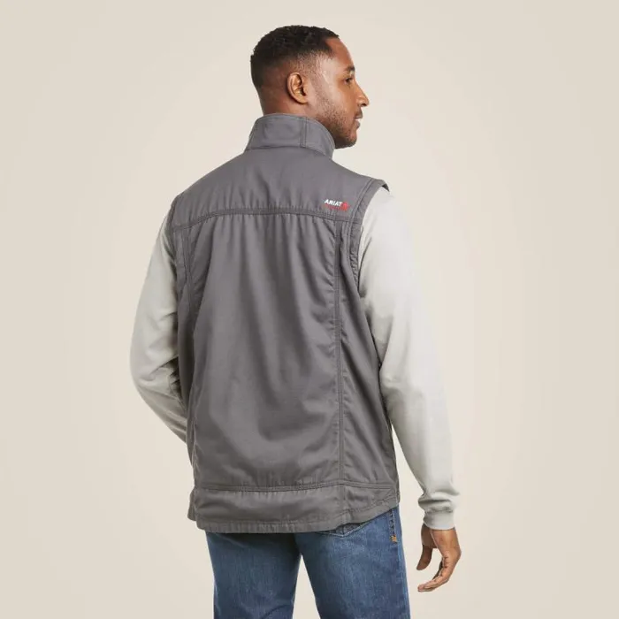 Men Workwear Ariat FR DuraLight Stretch Canvas Vest Iron Gray Men Workwear Ariat FR DuraLight Stretch Canvas Vest Iron Gray